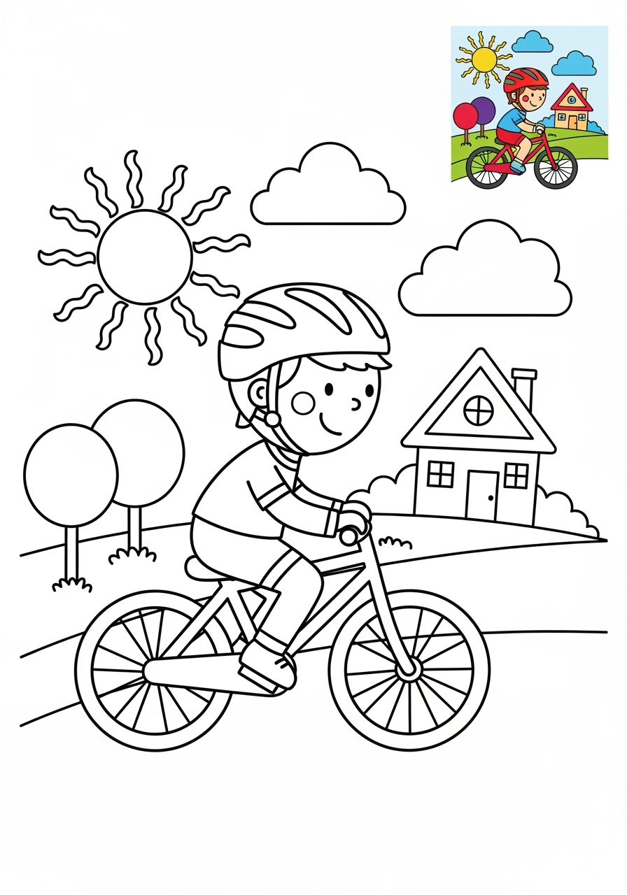medium people and professions Sports & Athletes cyclist kids coloring page 1