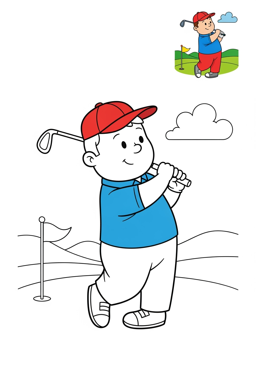 medium people and professions Sports & Athletes golfer kids coloring page 0