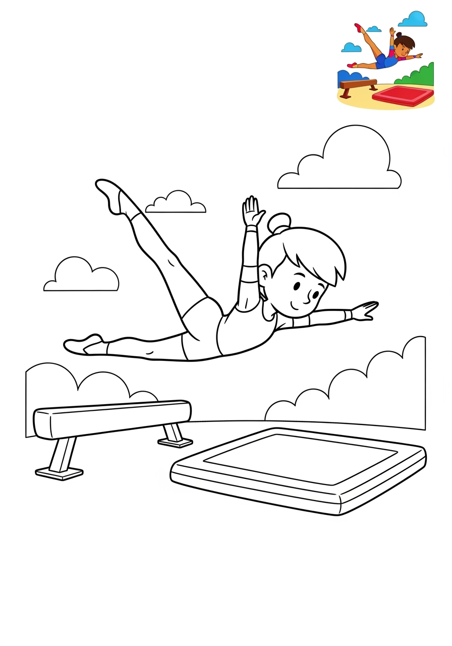 medium people and professions Sports & Athletes gymnast kids coloring page 0