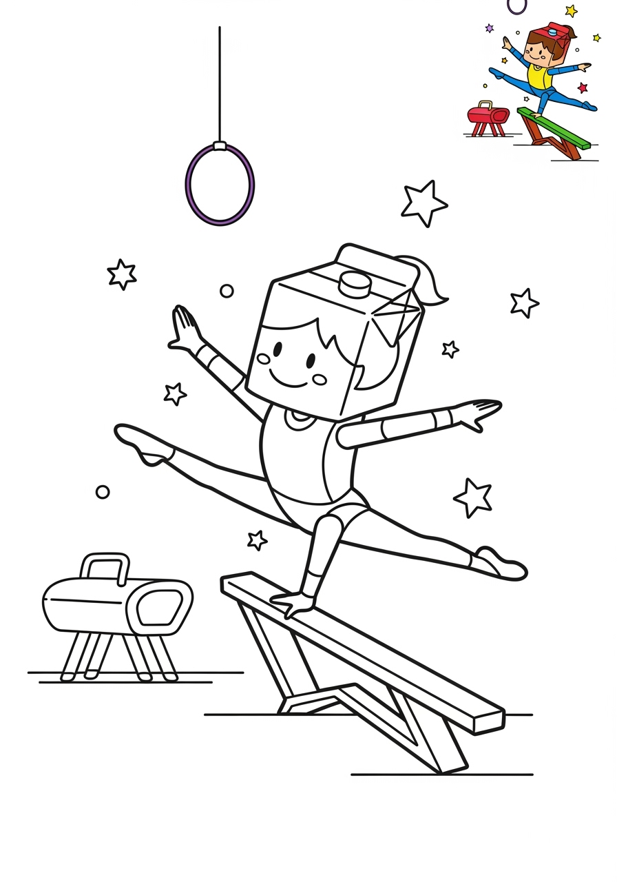 medium people and professions Sports & Athletes gymnast kids coloring page 1