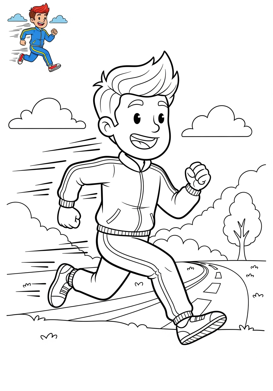 medium people and professions Sports & Athletes runner kids coloring page 0