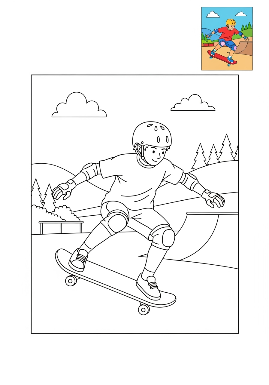 medium people and professions Sports & Athletes skater kids coloring page 0