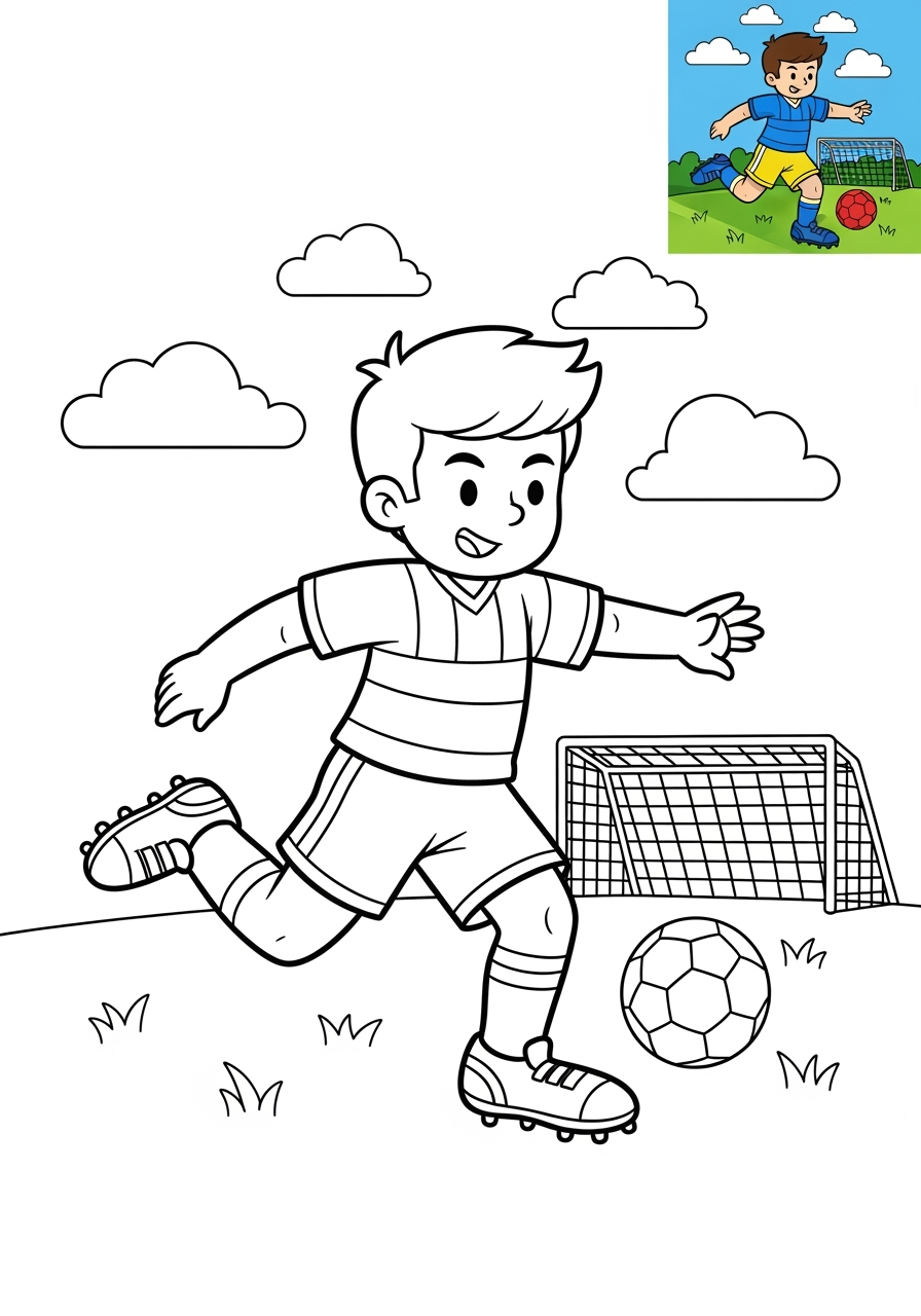 medium people and professions Sports & Athletes soccer player kids coloring page 1