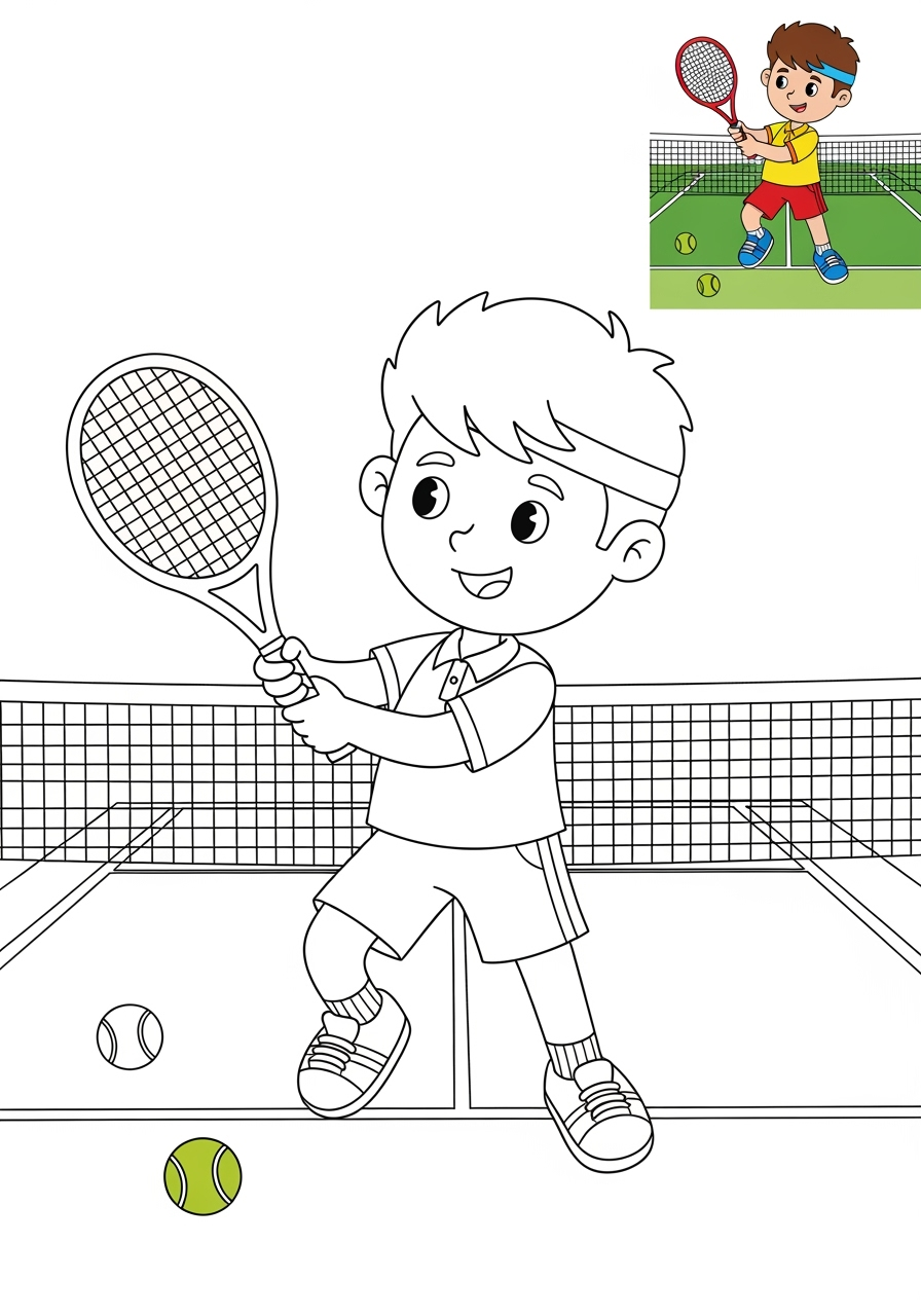 medium people and professions Sports & Athletes tennis player kids coloring page 0