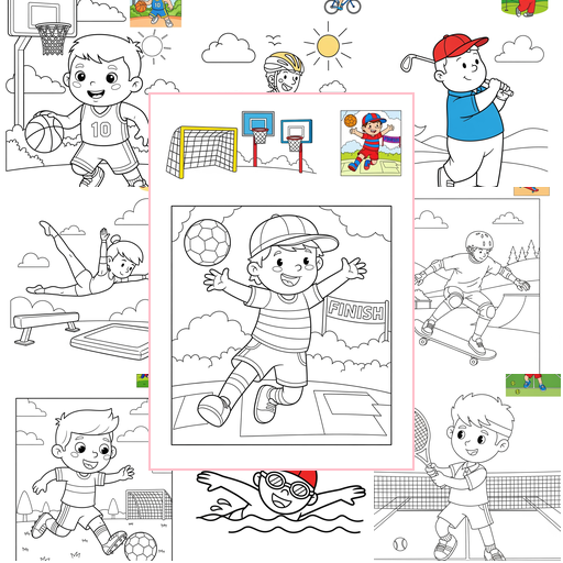 Medium People and Professions Sports & Athletes Coloring Sheets Collections Thumbnail