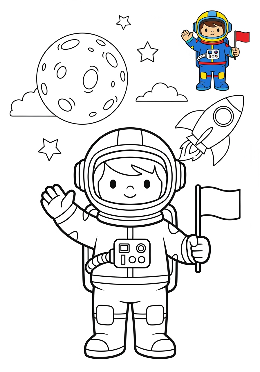 medium people and professions Other Professions astronaut kids coloring page 0