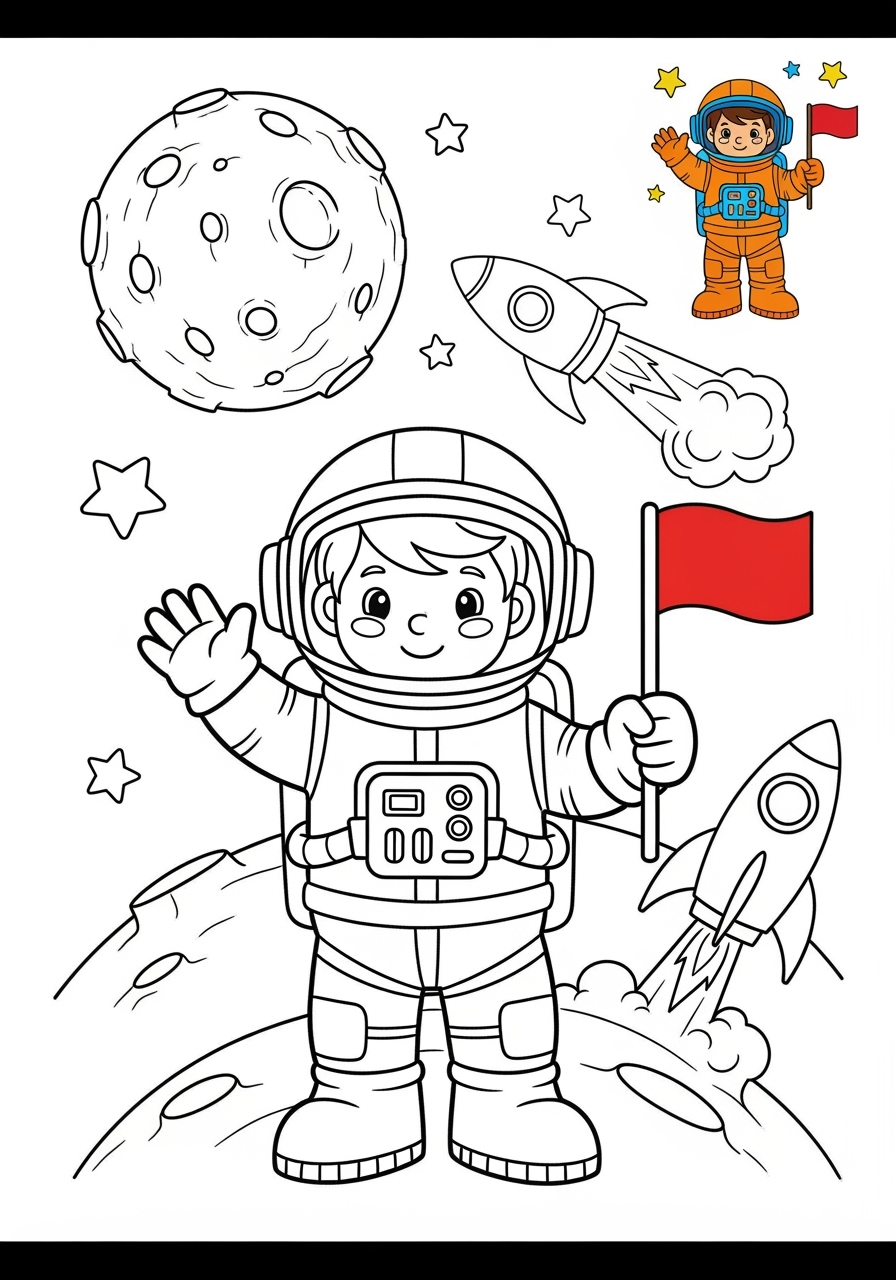 medium people and professions Other Professions astronaut kids coloring page 1