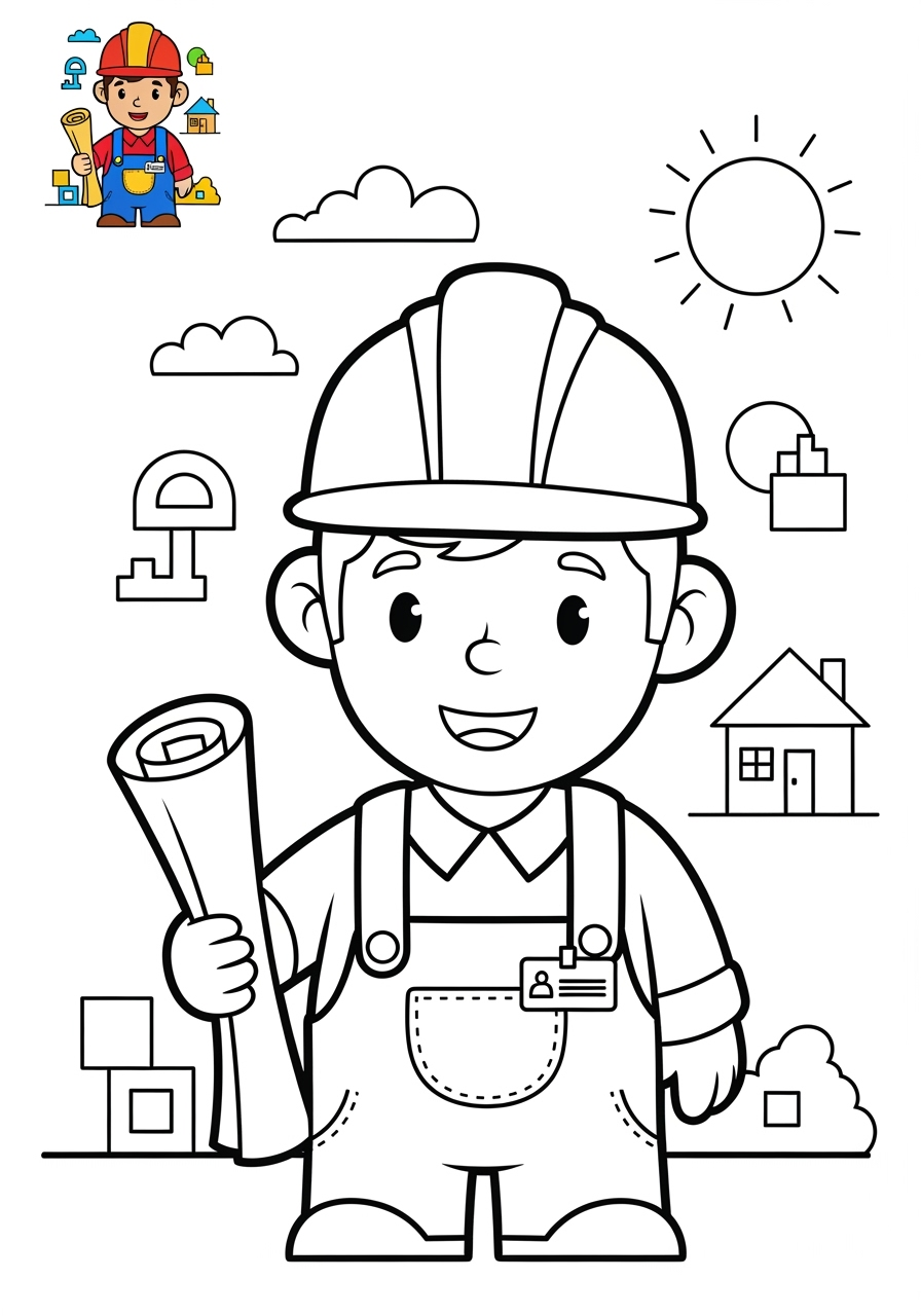 medium people and professions Other Professions engineer kids coloring page 0