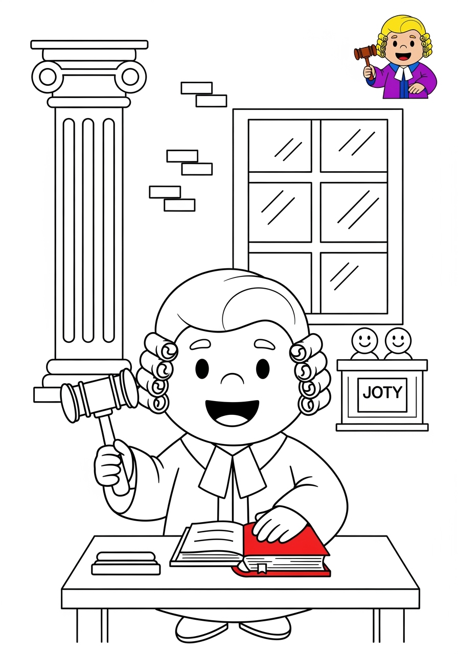 medium people and professions Other Professions judge kids coloring page 0