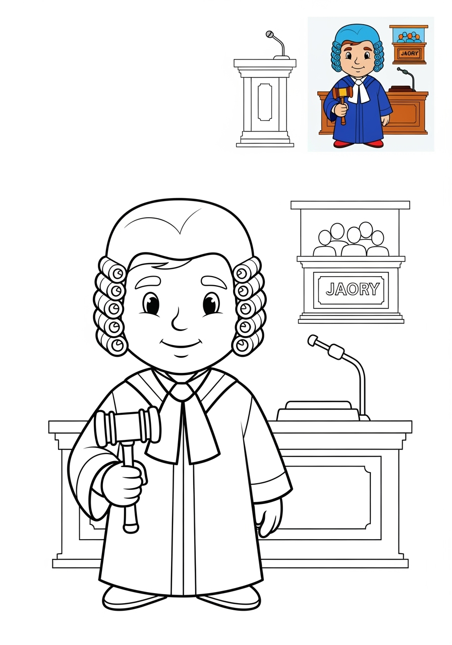 medium people and professions Other Professions judge kids coloring page 1