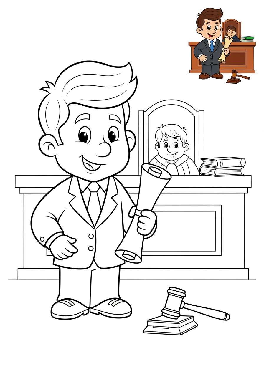 medium people and professions Other Professions lawyer kids coloring page 0
