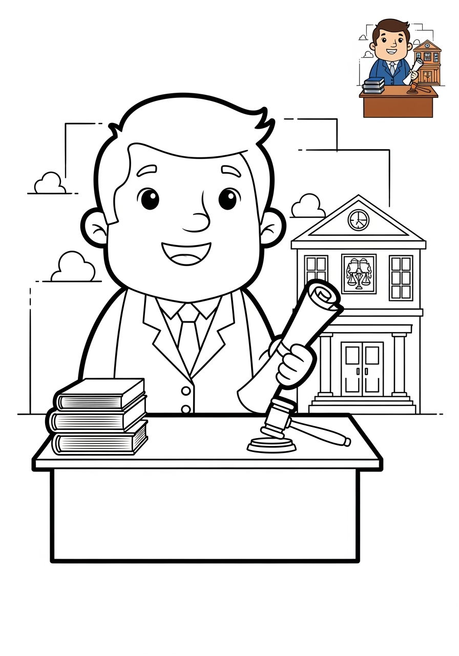 medium people and professions Other Professions lawyer kids coloring page 1