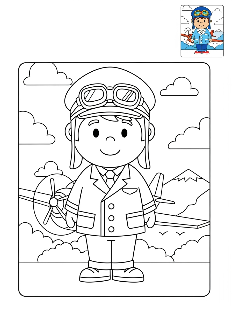 medium people and professions Other Professions pilot kids coloring page 0