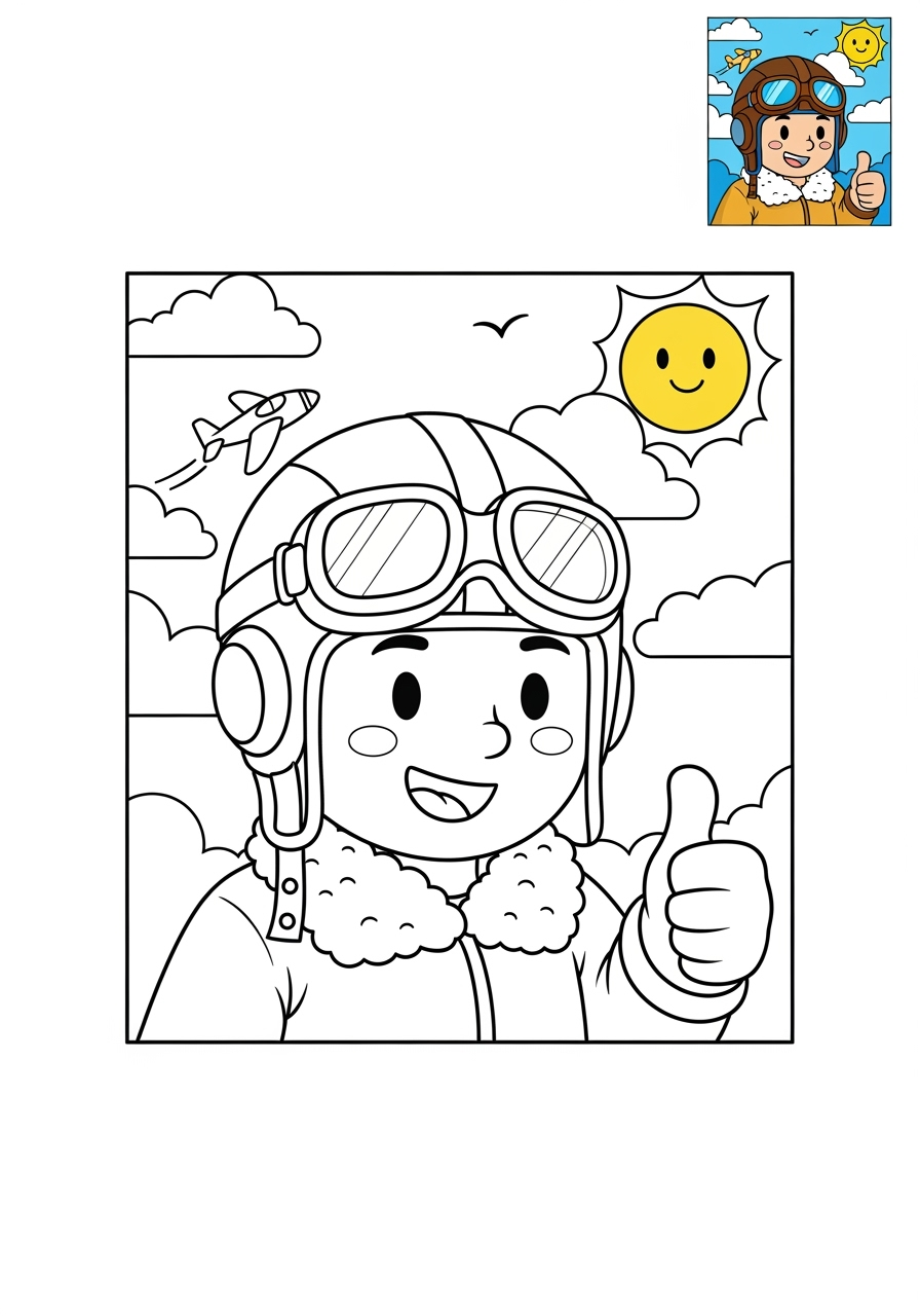 medium people and professions Other Professions pilot kids coloring page 1