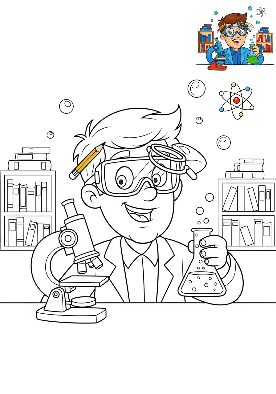 medium people and professions Other Professions scientist kids coloring page 0