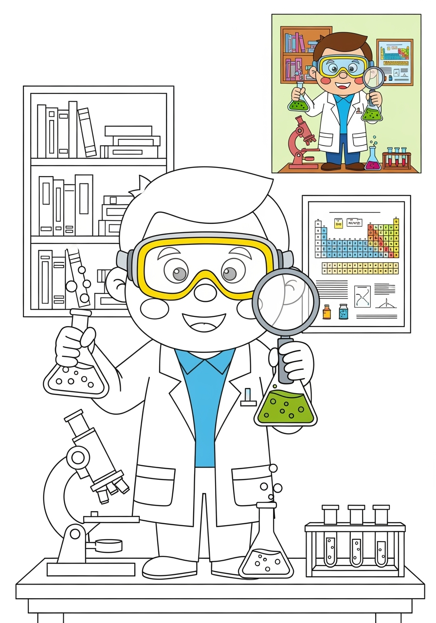 medium people and professions Other Professions scientist kids coloring page 1