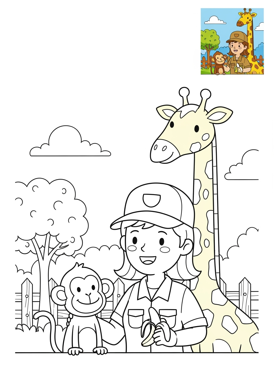medium people and professions Other Professions zookeeper kids coloring page 0