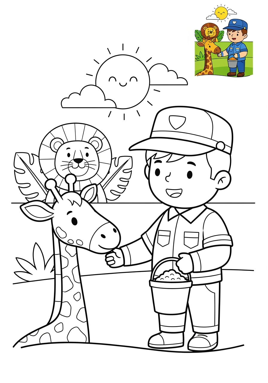 medium people and professions Other Professions zookeeper kids coloring page 1