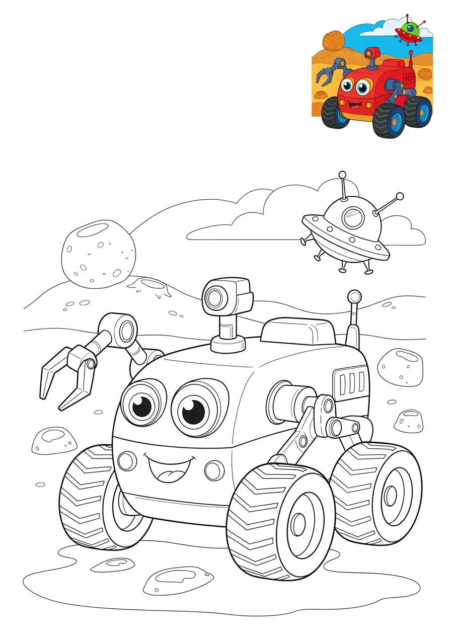 medium space and astronomy Spacecraft mars rover kids coloring page 0