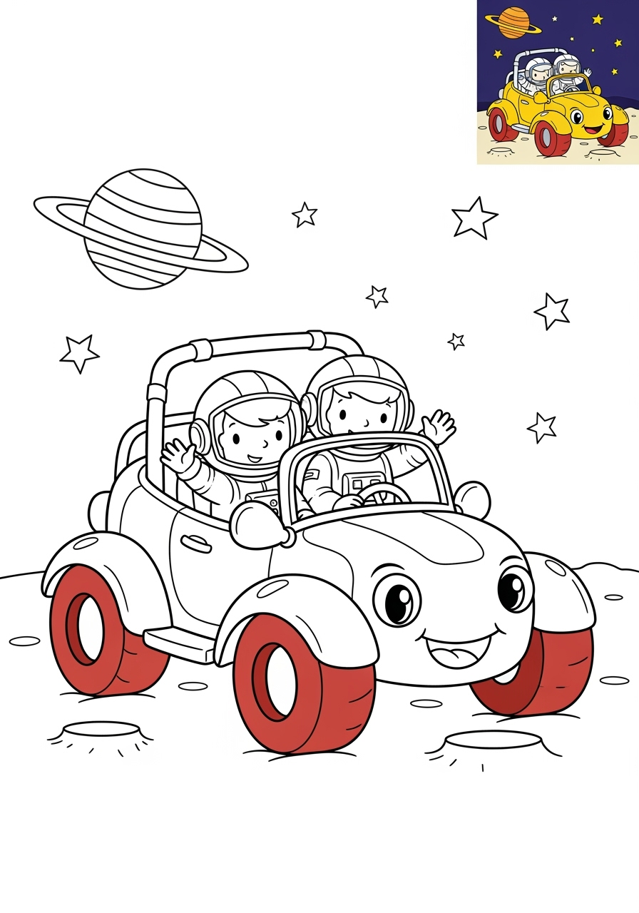 medium space and astronomy Spacecraft moon buggy kids coloring page 0