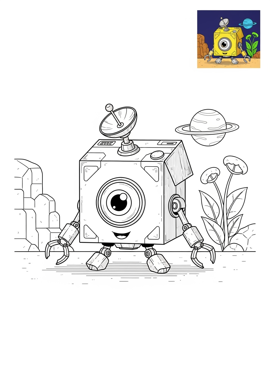 medium space and astronomy Spacecraft probe kids coloring page 0