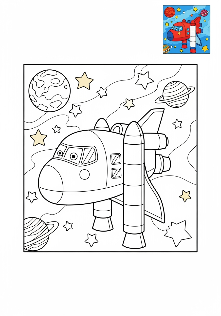medium space and astronomy Spacecraft space shuttle kids coloring page 0