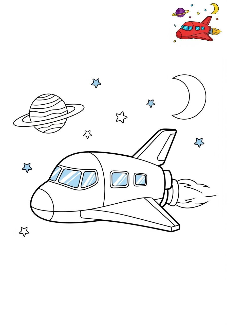 medium space and astronomy Spacecraft space shuttle kids coloring page 1