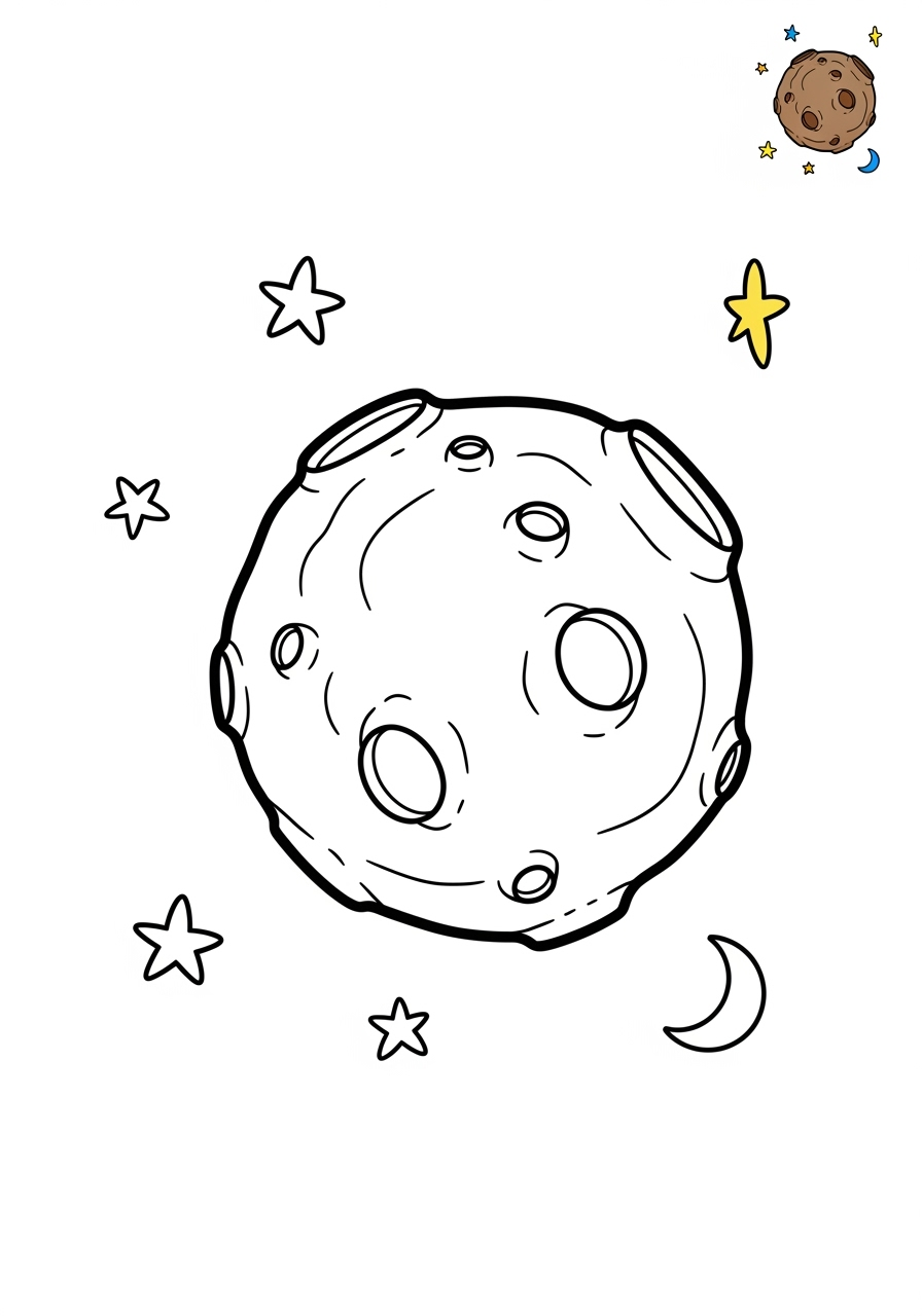 medium space and astronomy Celestial Bodies asteroid kids coloring page 1
