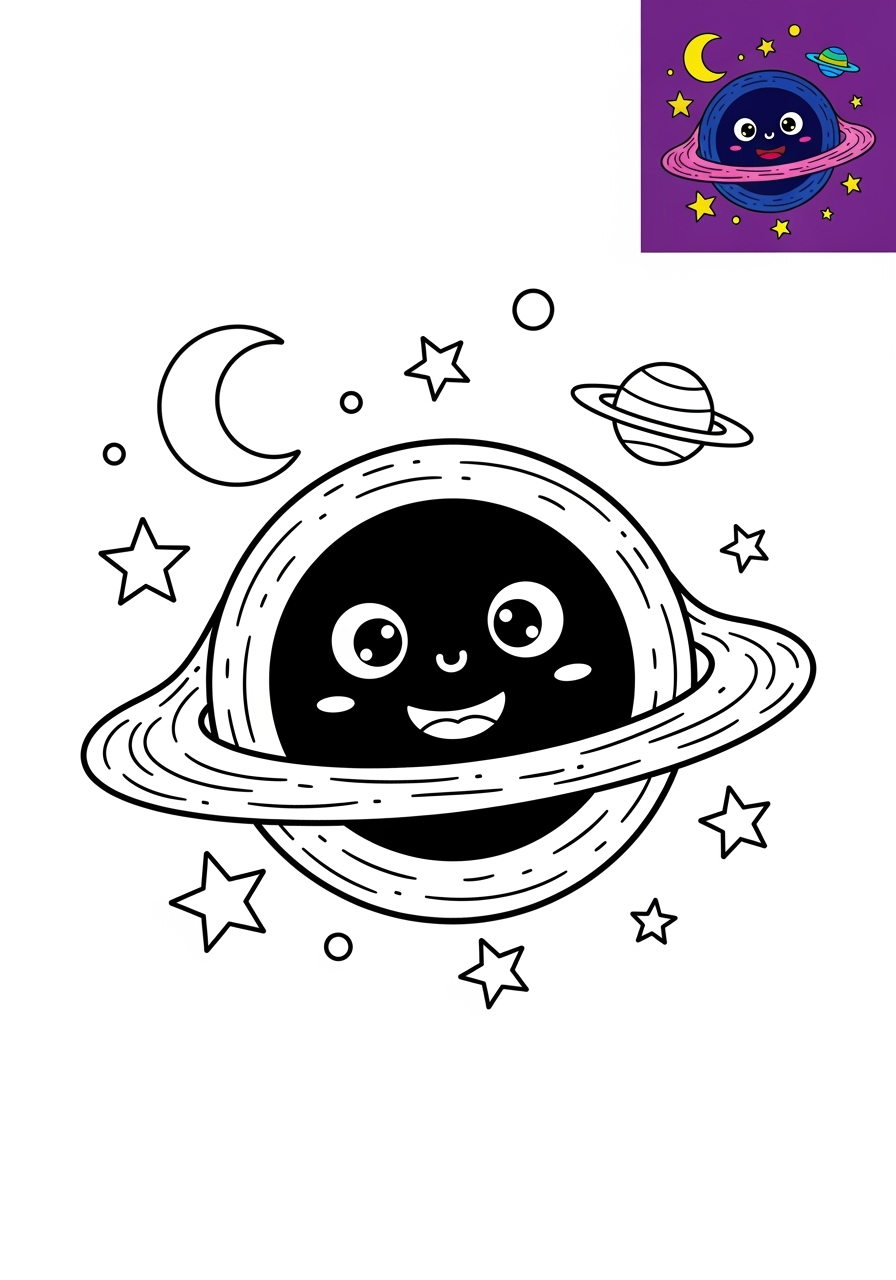 medium space and astronomy Celestial Bodies black hole kids coloring page 1
