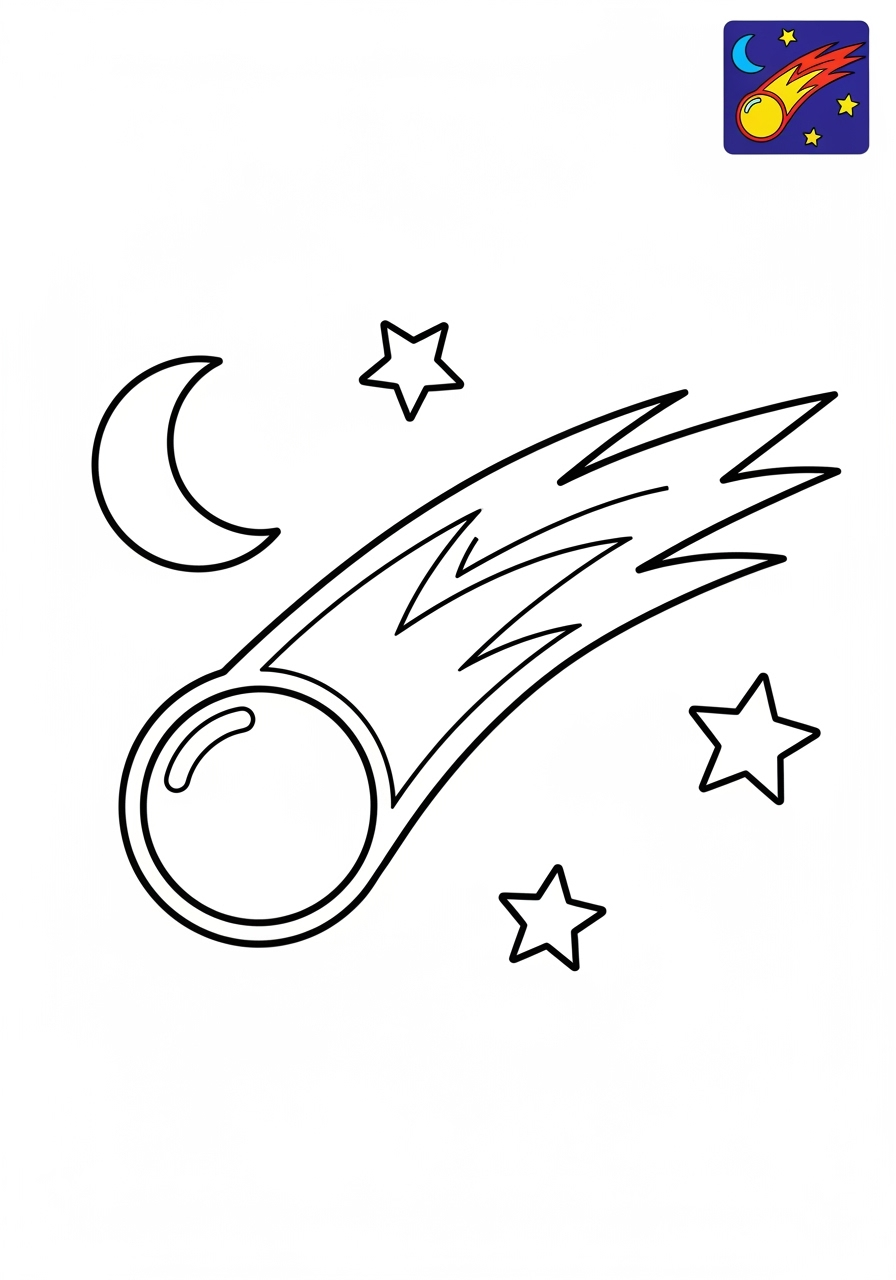 medium space and astronomy Celestial Bodies comet kids coloring page 0