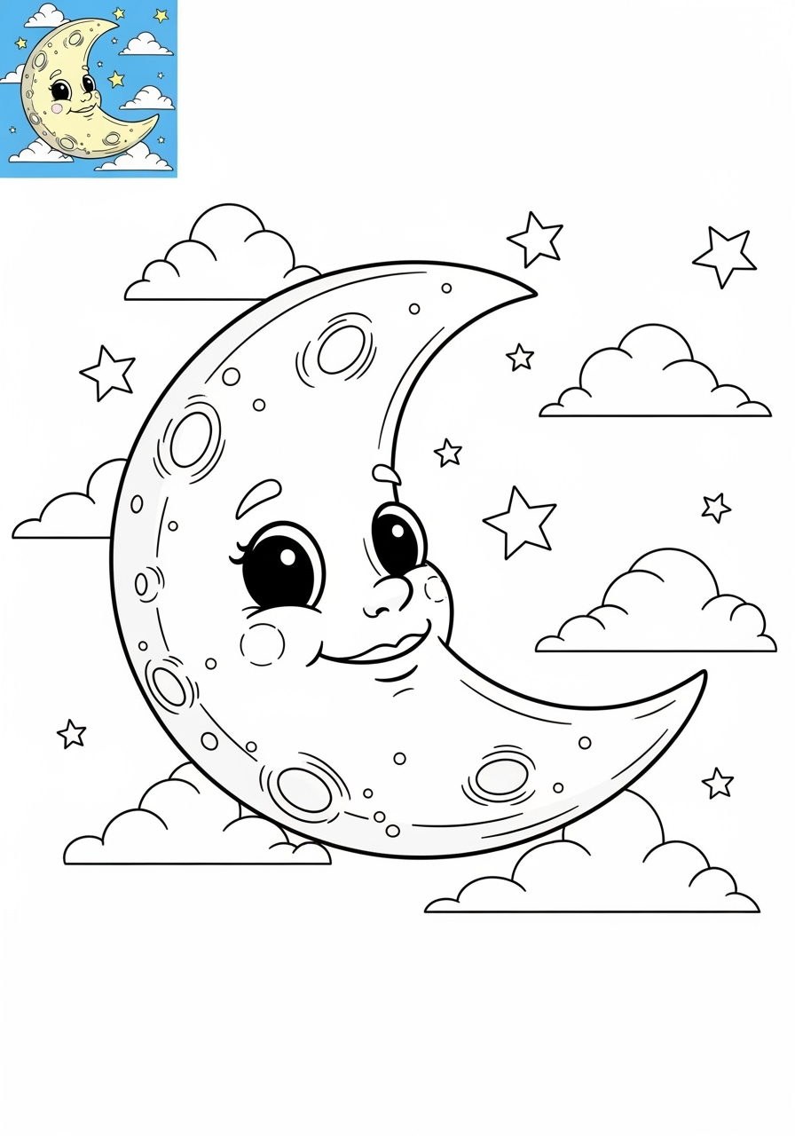 medium space and astronomy Celestial Bodies moon kids coloring page 0