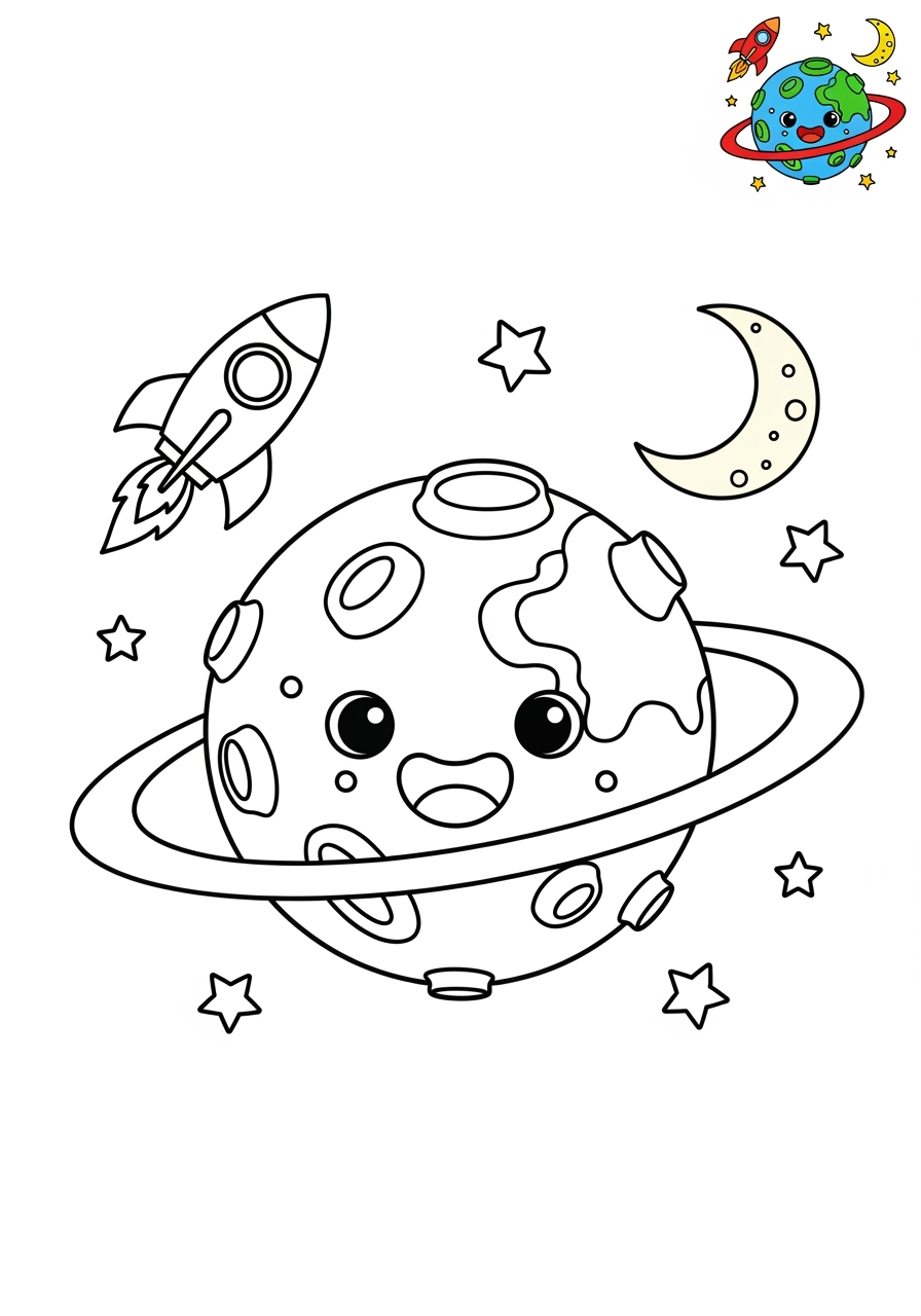 medium space and astronomy Celestial Bodies planet kids coloring page 0
