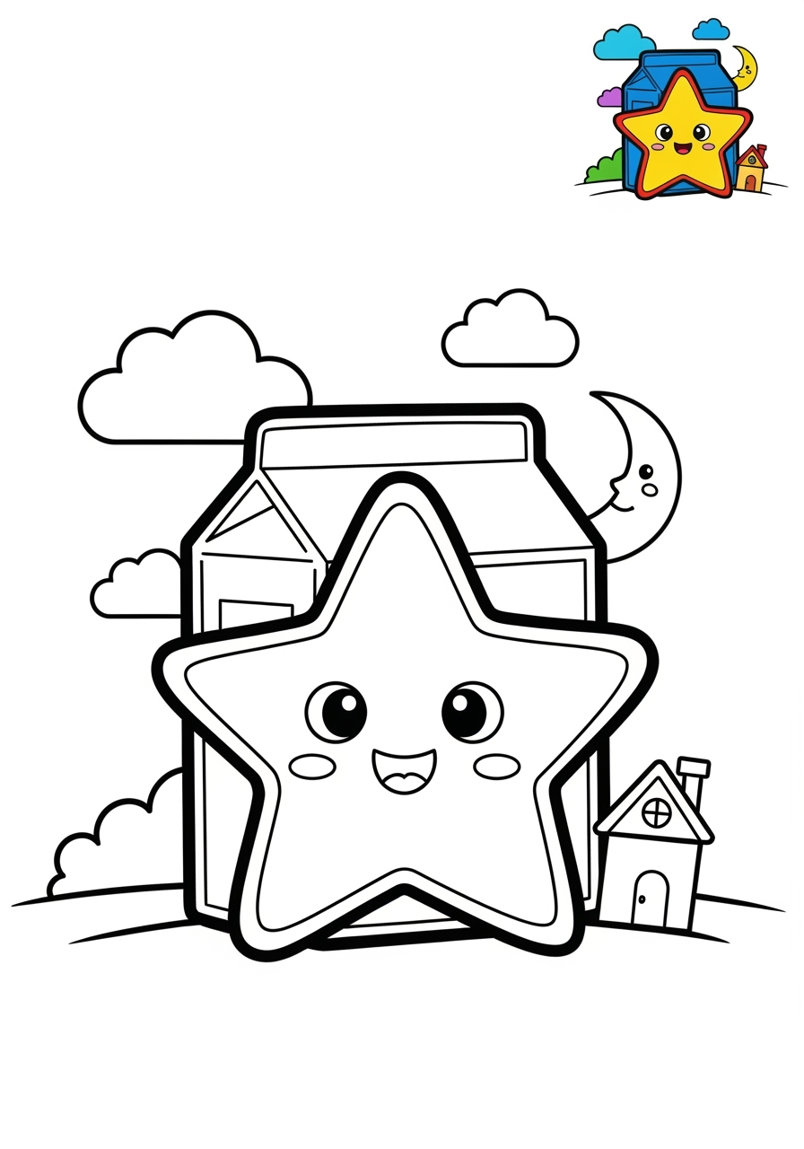 medium space and astronomy Celestial Bodies star kids coloring page 1