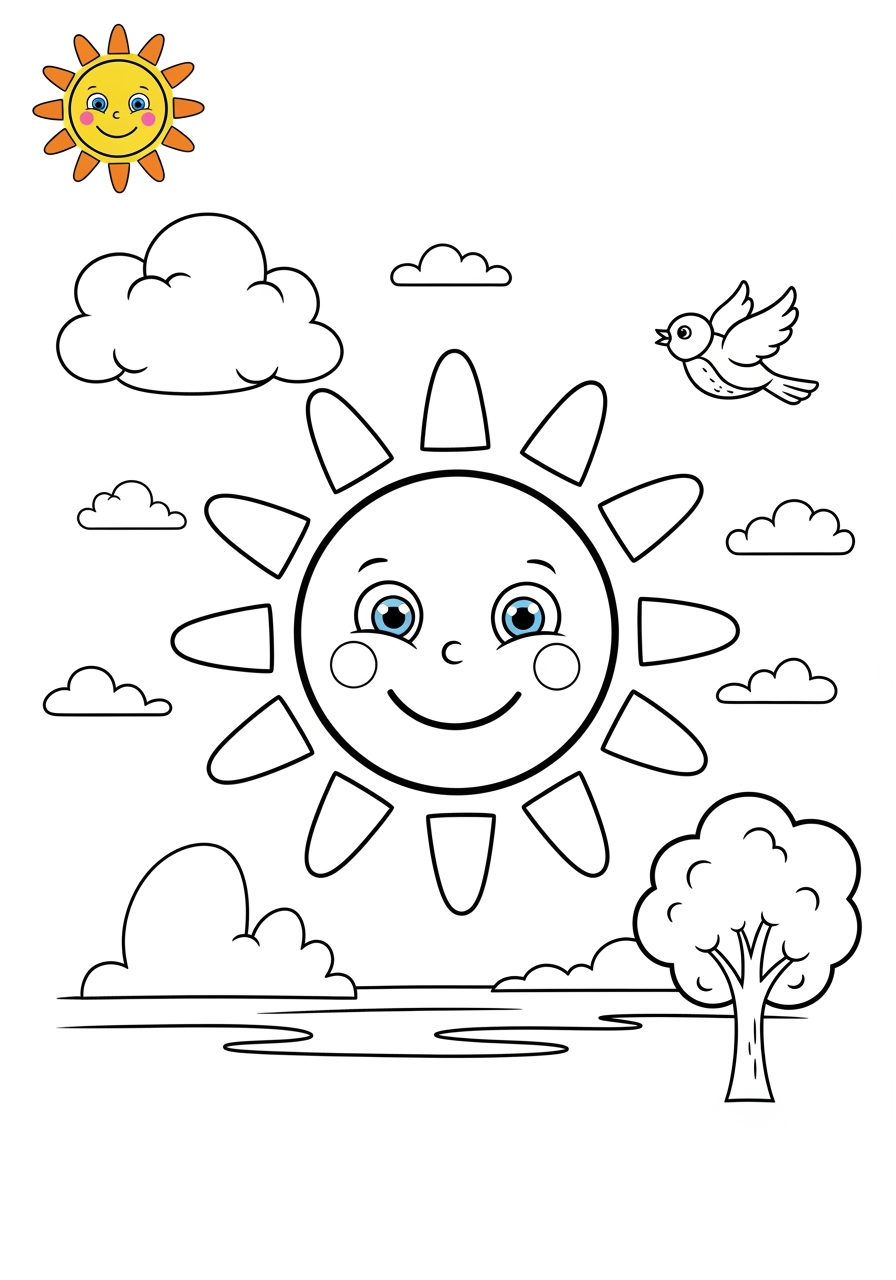 medium space and astronomy Celestial Bodies sun kids coloring page 0