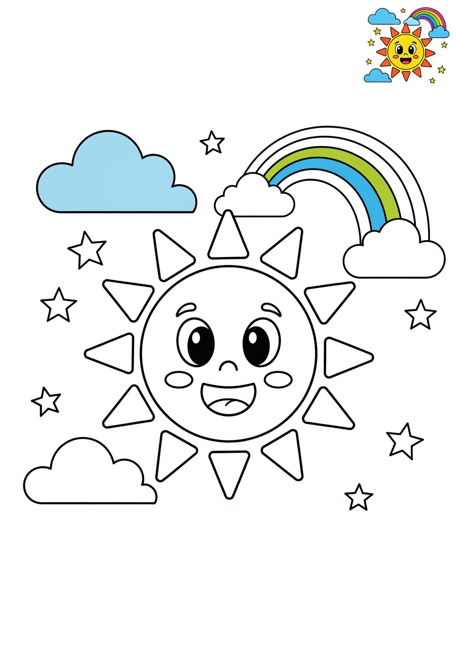 medium space and astronomy Celestial Bodies sun kids coloring page 1