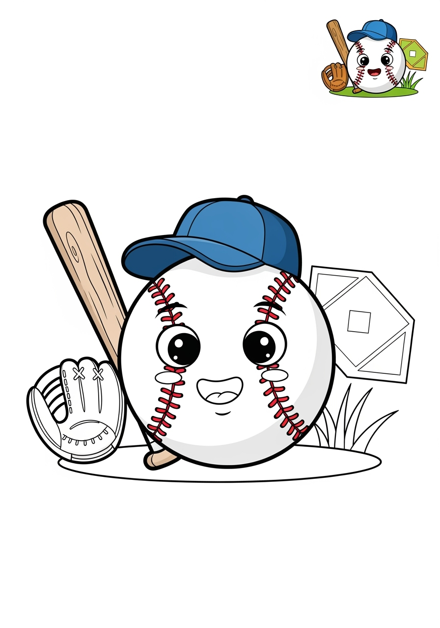 medium sports and activities Ball Sports baseball kids coloring page 0