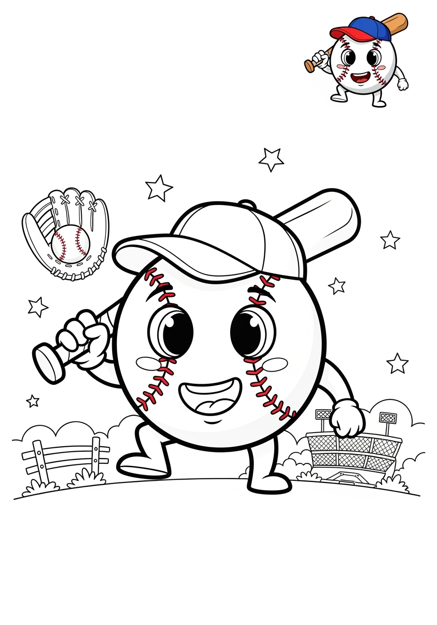 medium sports and activities Ball Sports baseball kids coloring page 1