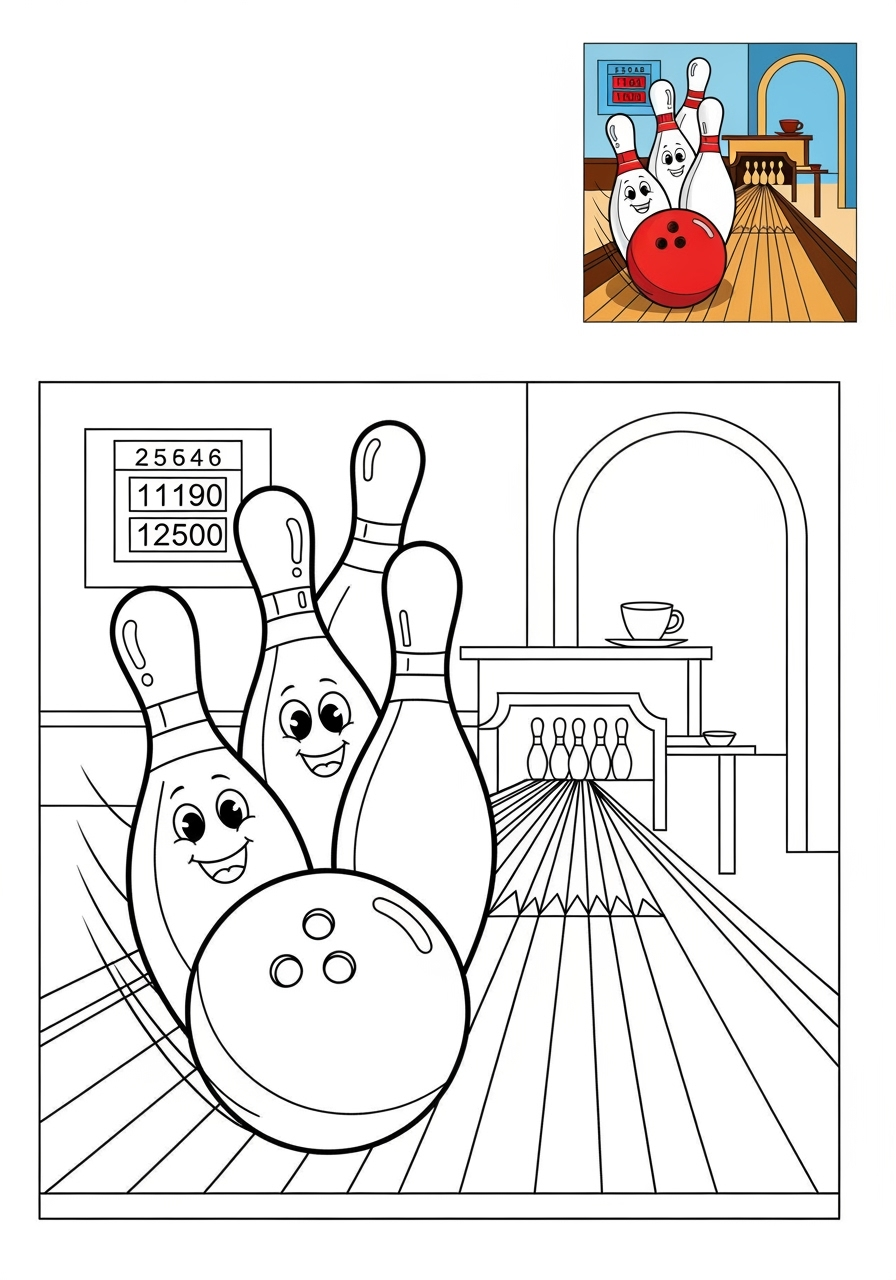medium sports and activities Ball Sports bowling kids coloring page 1