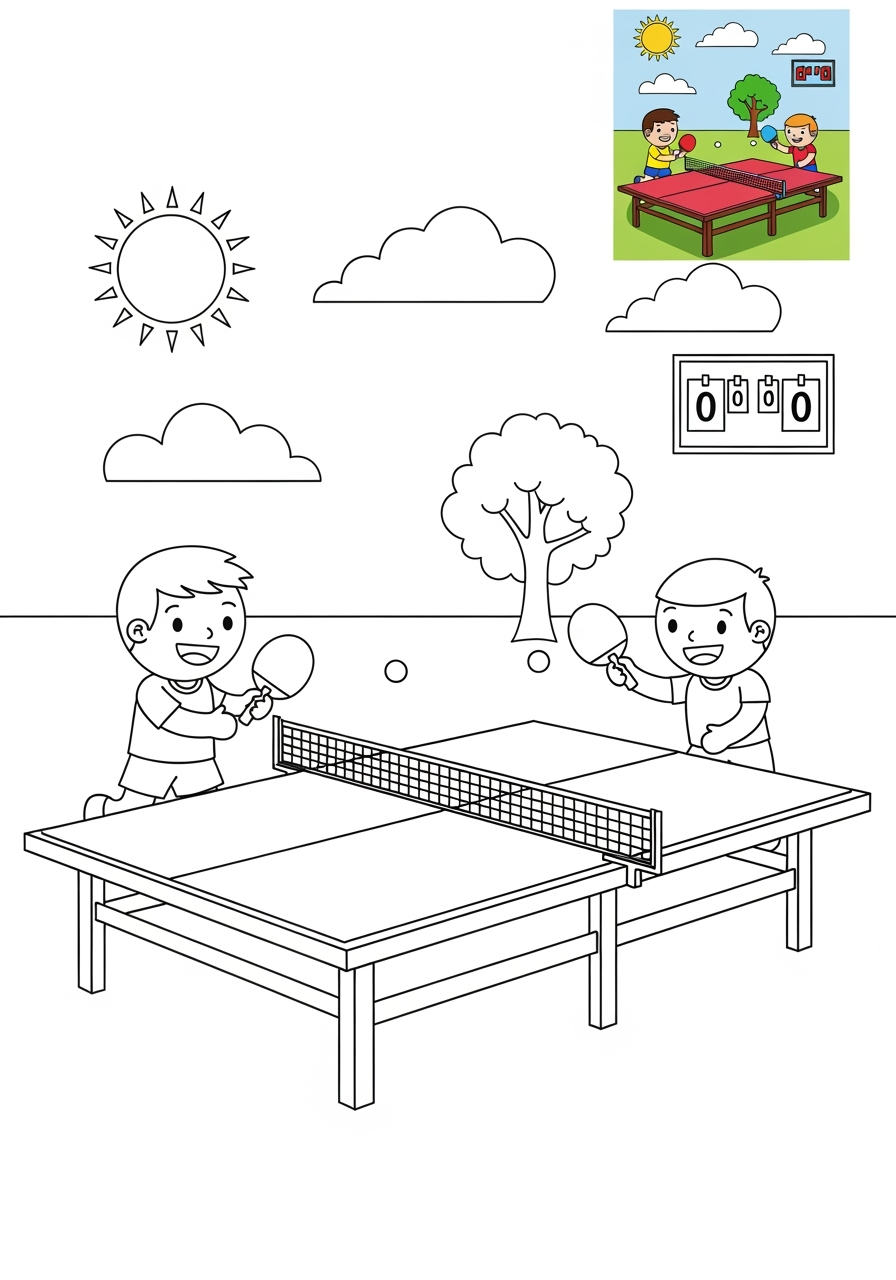 medium sports and activities Ball Sports ping pong kids coloring page 0
