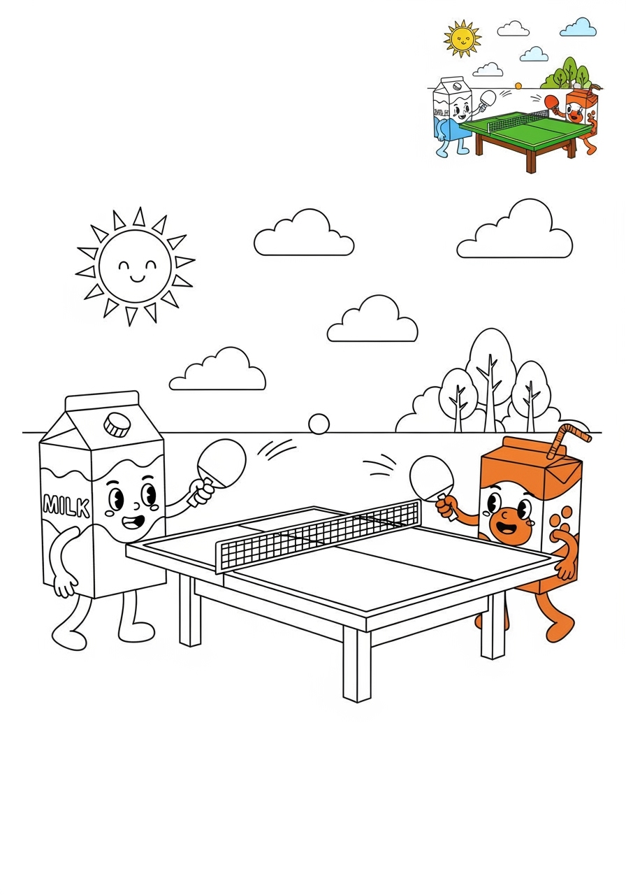 medium sports and activities Ball Sports ping pong kids coloring page 1
