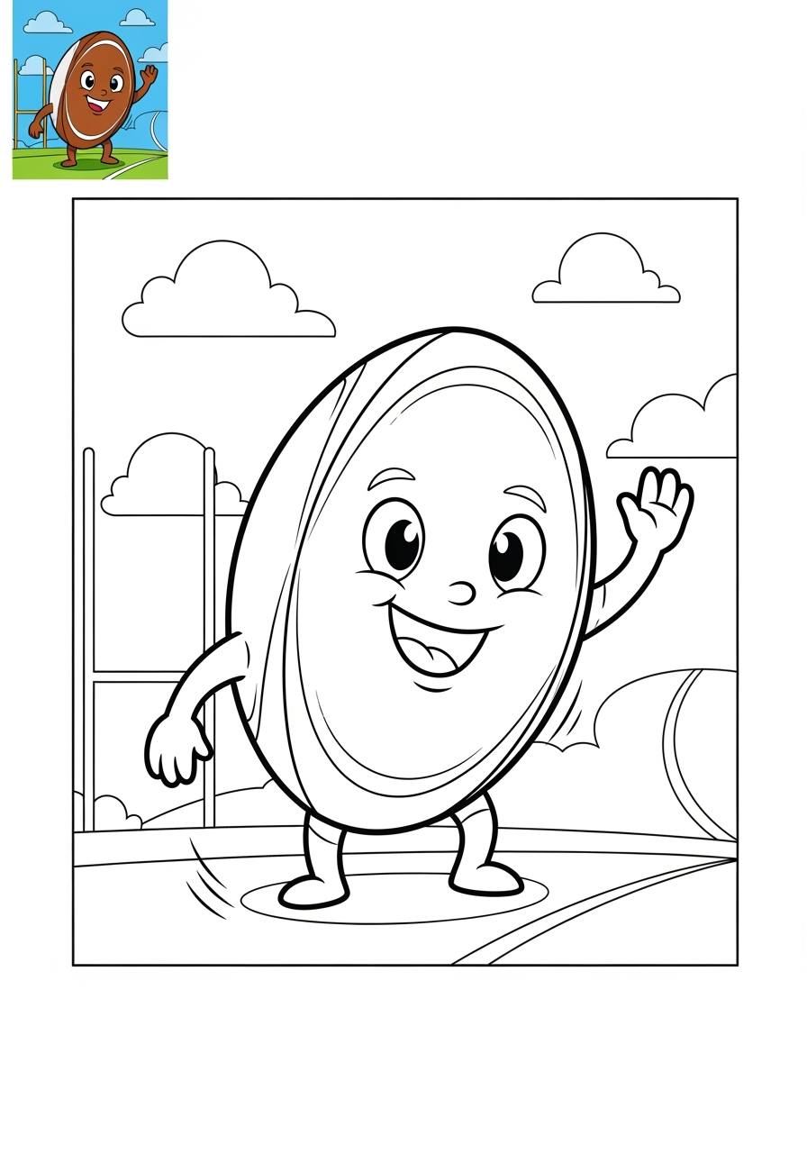 medium sports and activities Ball Sports rugby kids coloring page 0