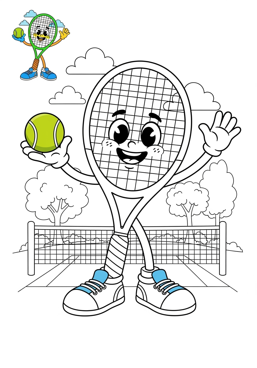 medium sports and activities Ball Sports tennis kids coloring page 1