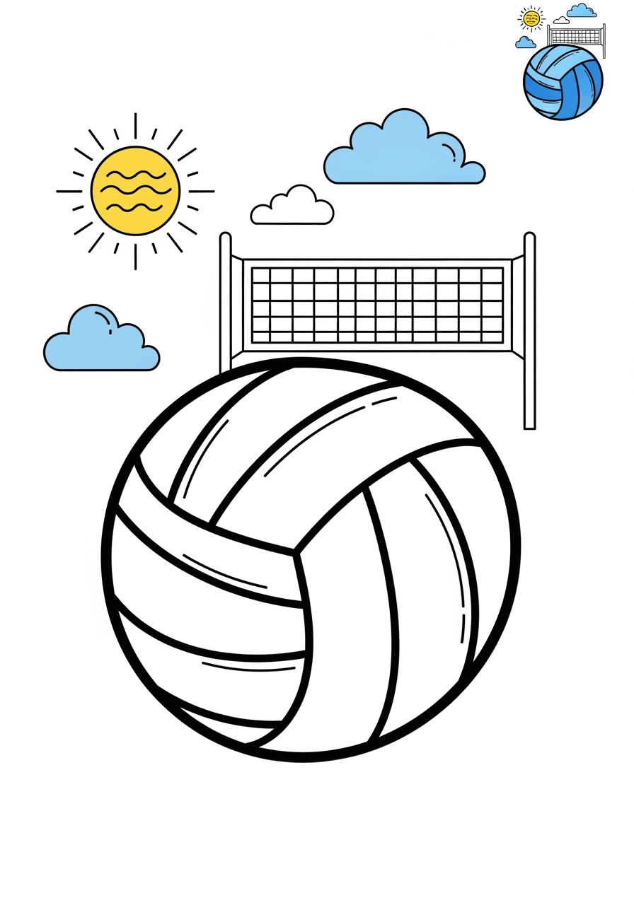 medium sports and activities Ball Sports volleyball kids coloring page 0