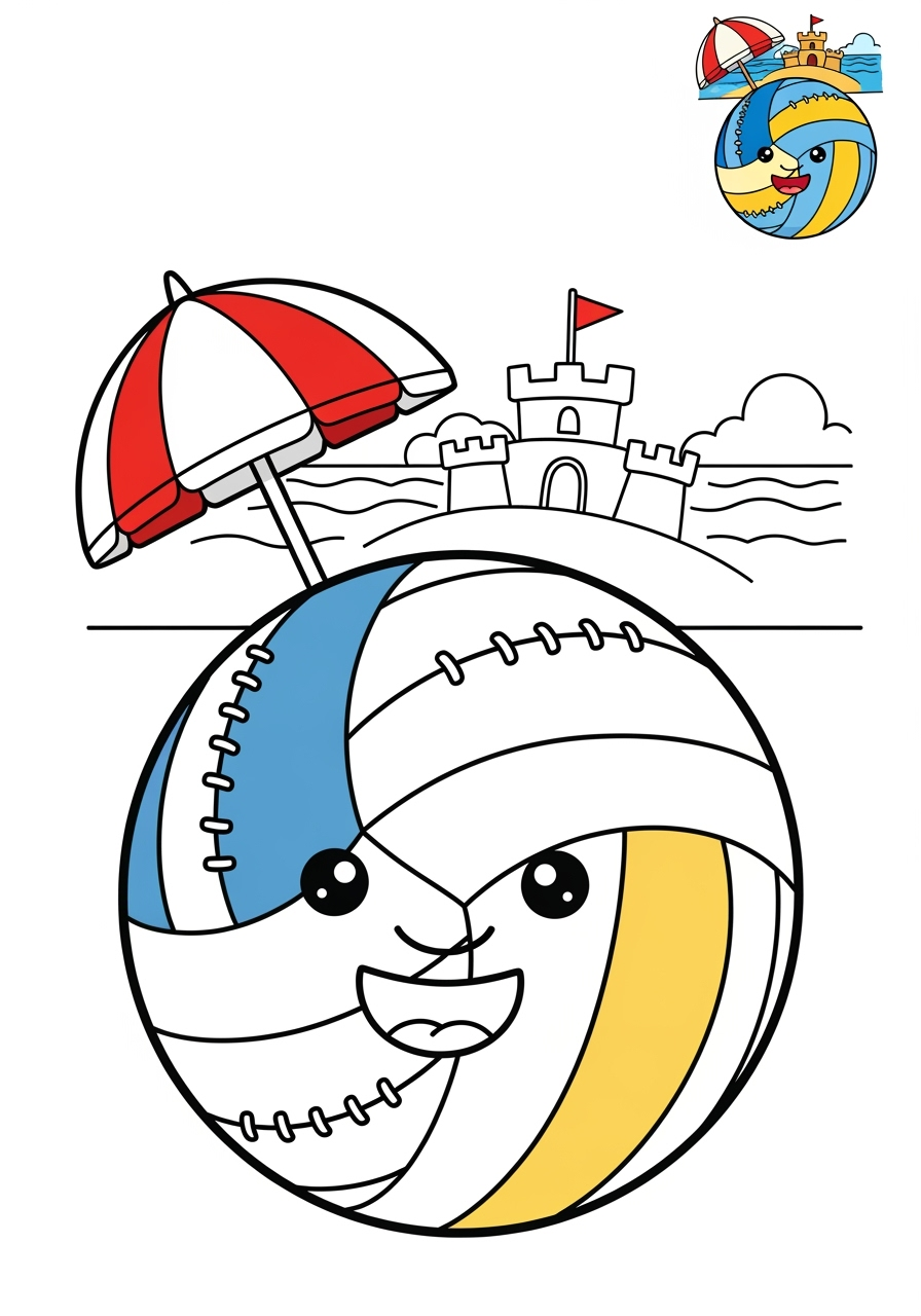 medium sports and activities Ball Sports volleyball kids coloring page 1