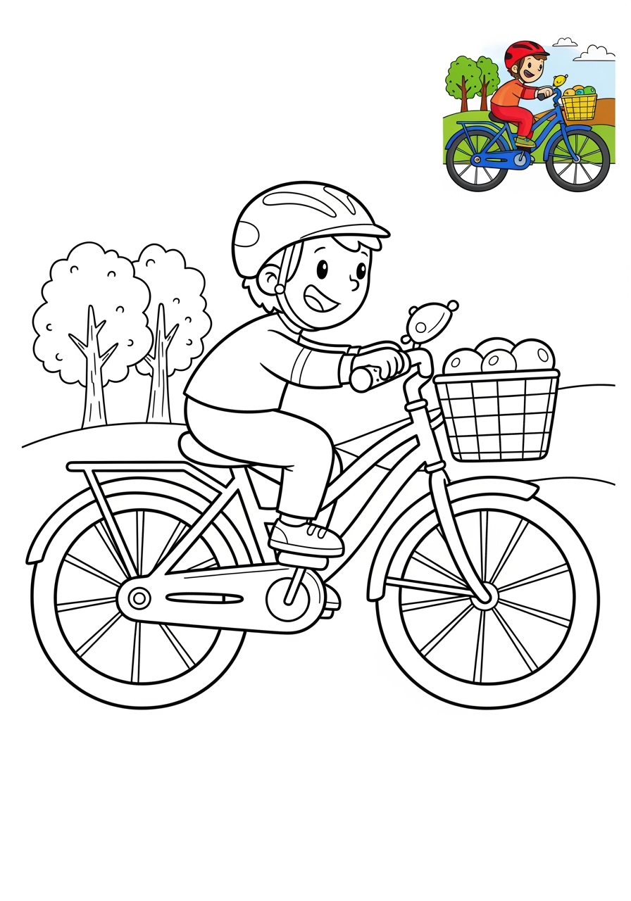 medium sports and activities Outdoor Activities bicycle kids coloring page 0