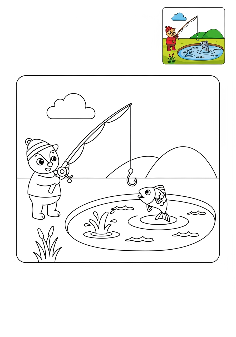 medium sports and activities Outdoor Activities fishing kids coloring page 0