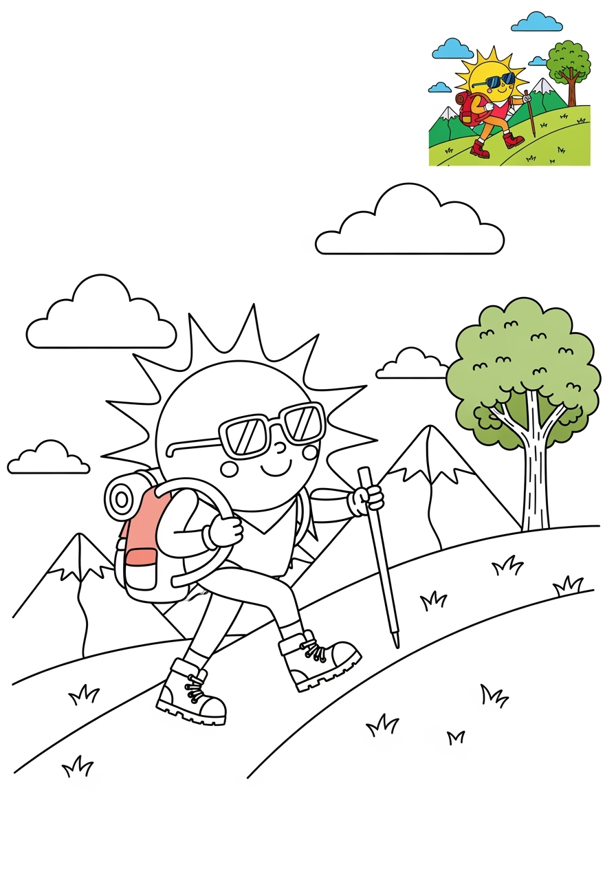 medium sports and activities Outdoor Activities hiking kids coloring page 0