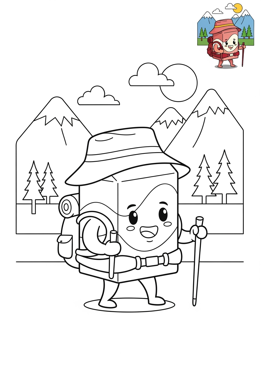 medium sports and activities Outdoor Activities hiking kids coloring page 1