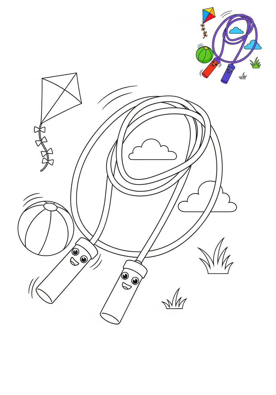medium sports and activities Outdoor Activities jump rope kids coloring page 0