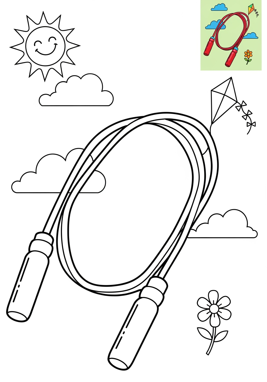 medium sports and activities Outdoor Activities jump rope kids coloring page 1